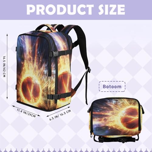 Bolaz Glowing Basketball Travel Backpack Laptop for Men Women Work Carry On Bag College Daypack Personal Item Bag Large Water Resistant