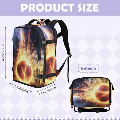 Bolaz Glowing Basketball Travel Backpack Laptop for Men Women Work Carry On Bag College Daypack Personal Item Bag Large Water Resistant