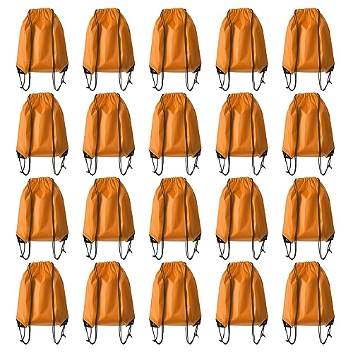 Drawstring Backpack Bulk 20 Pcs Draw String Backpack Bags DIY Gym Sports Traveling Yoga Cinch Bag Sackpack Drawstring (Orange) - color: Orange