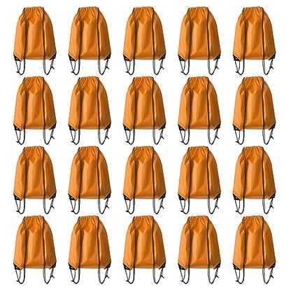Drawstring Backpack Bulk 20 Pcs Draw String Backpack Bags DIY Gym Sports Traveling Yoga Cinch Bag Sackpack Drawstring (Orange) - color: Orange