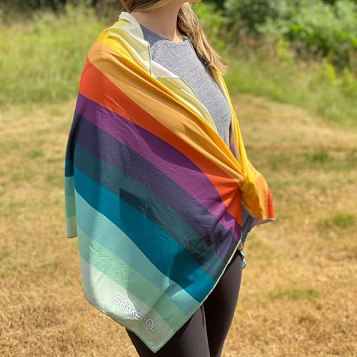 SHAKEitCOOL Large Cooling Shawl - Instant Heat Relief for Outdoor Events - color: Sunset Wave