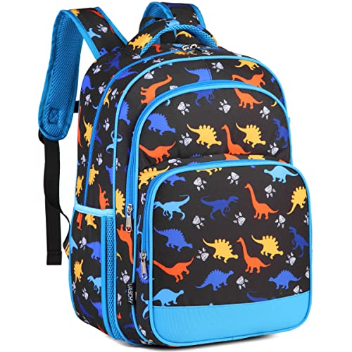 VASCHY Kids Backpacks, 12L Toddler & 17.5L School Backpacks, Lightweight Water-Resistant for Boys and Girls Ages 3-12 - color: Black Dinos-l, size: Large