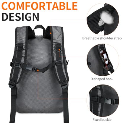 Small Hiking Backpack Travel Lightweight Hiking Packable Daypack Water-Resistant Foldable Backpacks 15L for Travel Women Men Camping (Grey) - color: Grey, size: 15L