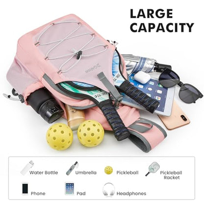 G4Free Pickleball Sling Bag for Women - Lightweight Crossbody Sports Bag - color: Pink