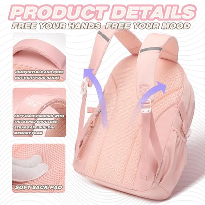 School Backpacks for Girls, Middle Schoolbag Elementary Student Bookbag, Large Casual School Daypacks for Teens Girls (Pink) - color: Pink