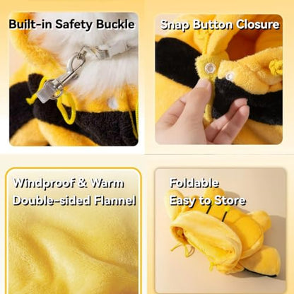Cat Puppy Warm Carrier Backpack Cute Bear Bee Design Head Out Adjustable Hood Safety Clip for Cat Small Dog (bee,Medium) - color: bee, size: Medium