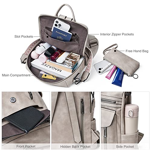 Shrrie Backpack Purse for Women Fashion Leather Backpack Purse Designer Travel Backpack Convertible Shoulder Bag with Wristlet - color: 1-5 Two-toned Gray