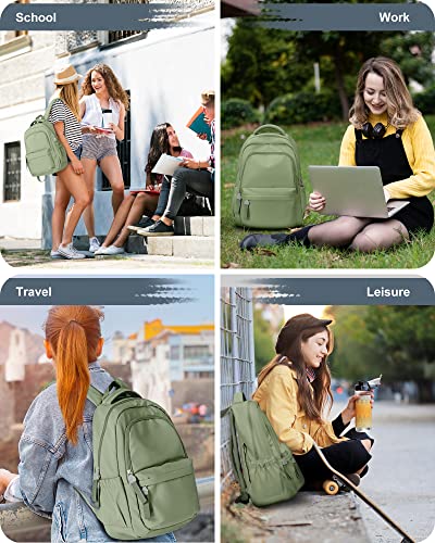 winspansy Small Backpack For School Girls Boys Aesthetic Lightweight Travel Daypack Simple Cute Backpack For Women Men College High School Bookbag Bag Fit 14 Inch Laptop With USB charging port, Green - color: A1-green