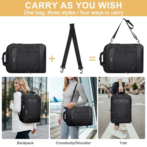 PIJUSHI Travel Backpack for Women TSA 180° Flat Open Fits 16" Laptop Slim Backpack for Business, Commute, Daily(PE042 Black) - color: Black