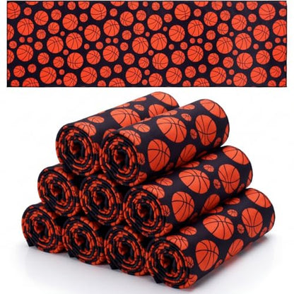 FuWeave 12 Pack Basketball Cooling Towel 40 x 12 Inch Breathable Sport Cooling Towel Microfiber Fast Drying Team Gifts for Athletes Yoga Gym Camping Running - style: Classic Basketball
