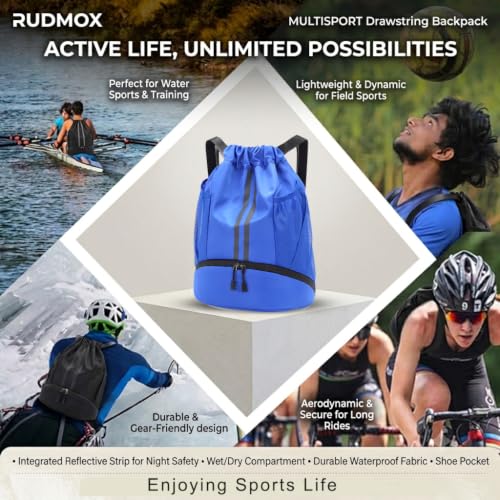Drawstring Backpack with Shoe Compartment,Water Resistant Sports Gym Bag,String Bag for Men Women,Soccer,Basketball - color: Sky Blue