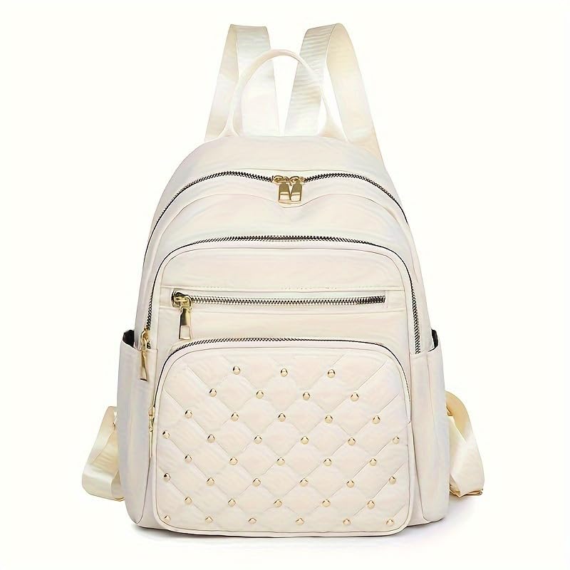 Women Casual Backpack: Multi-Pocket, Large-Capacity, Fashionable & Wear-Resistant - Ideal for Daily Commuting & Travel-white - color: White