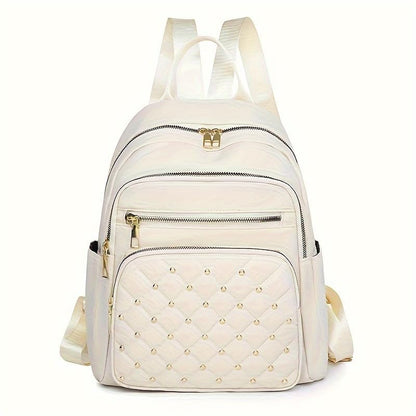 Women Casual Backpack: Multi-Pocket, Large-Capacity, Fashionable & Wear-Resistant - Ideal for Daily Commuting & Travel-white - color: White