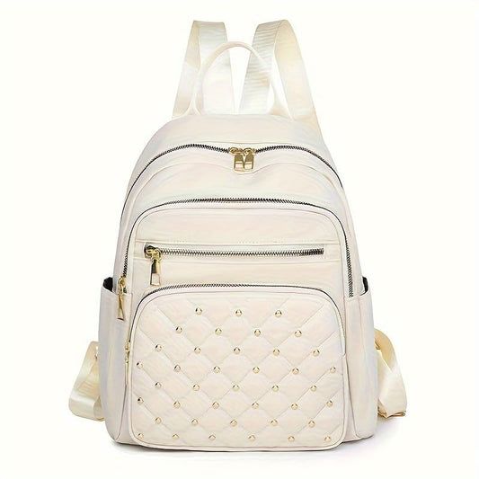 Women Casual Backpack: Multi-Pocket, Large-Capacity, Fashionable & Wear-Resistant - Ideal for Daily Commuting & Travel-white - color: White