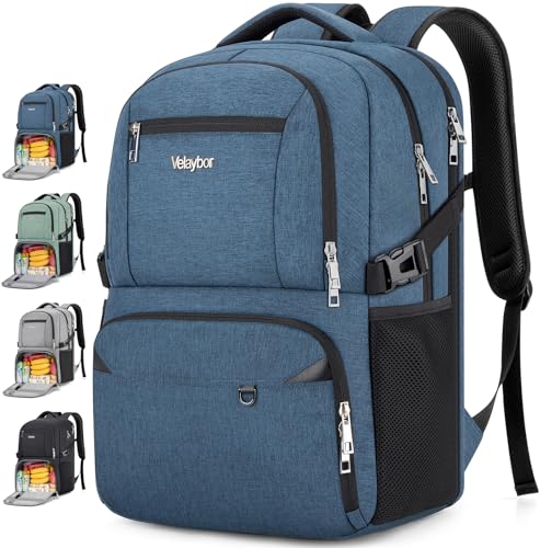 Insulated Lunch Backpack Fit 17" Laptop, Work Backpack with Lunch Box for Men & Women, Water Resistant College Computer Bag for Travel, Business, Hiking - color: Blue