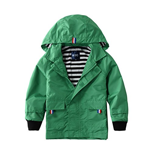 M2C Boys Girls Hooded Cotton Lined Rain Jacket Light Windbreaker - color: Green, size: 4-5T