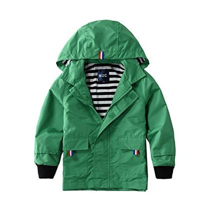 M2C Boys Girls Hooded Cotton Lined Rain Jacket Light Windbreaker - color: Green, size: 8-9 Years