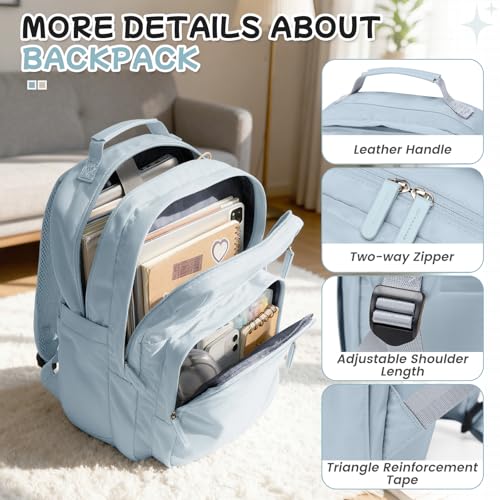 Casual Laptop Backpack for Women Work Travel Daypack Bags, Lightweight Waterproof Backpacks with 2 Large Main Compartments, Anti Theft Slim Sturdy Back Pack, 15” Laptop Sleeve, Blue - color: A1-blue