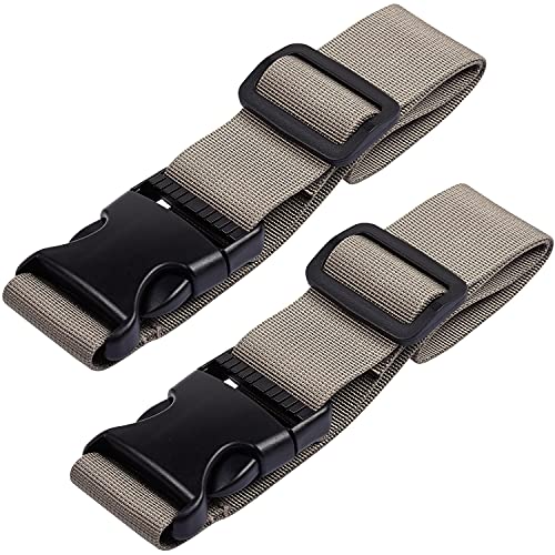 Wisdompro 2 Pcs Add a Bag Luggage Strap, Heavy Duty Adjustable Suitcase Belt Travel Attachment Travel Accessories for Connecting Your Luggage Together - Khaki - color: Khaki, size: 20 inch