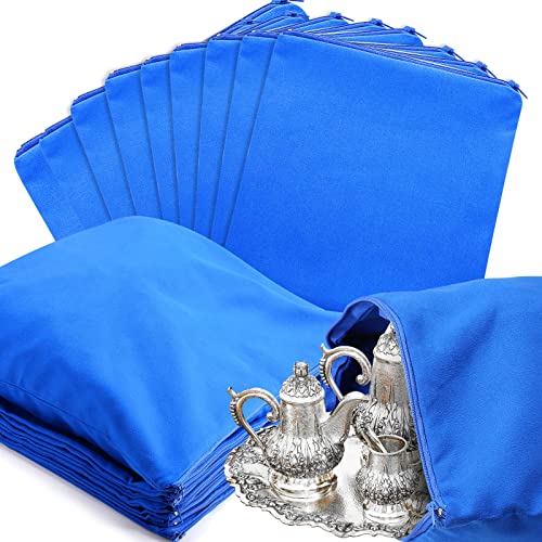 Sanwuta 8 Pcs Zippered Silver Storage Bags Anti Tarnish Silver Pouches Keeper Jewelry Storage Protector Bags(18 x 18 Inch,Navy Blue) - color: Navy Blue, size: 18 x 18 Inch