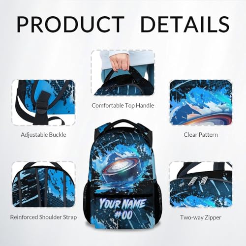 Personalized Backpack - Ice Hockey Backpacks for Boys Girls - 17 Inch Kids Bookbag for Elementary Middle School - Cool Field Hockey Theme School Bags for Teens - color: Style-8