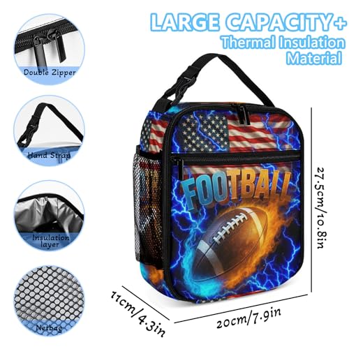 Football Backpack Set for Kids,School Bookbag with Lunch Box and Pencil Pouch Bag(Football1) - color: Football1