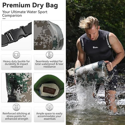 MARCHWAY Floating Waterproof Dry Bag Backpack 5L/10L/20L/30L/40L, Roll Top Sack Keeps Gear Dry for Kayaking, Rafting, Boating, Swimming, Camping, Hiking, Beach, Fishing - color: Digital Camo, size: 5L