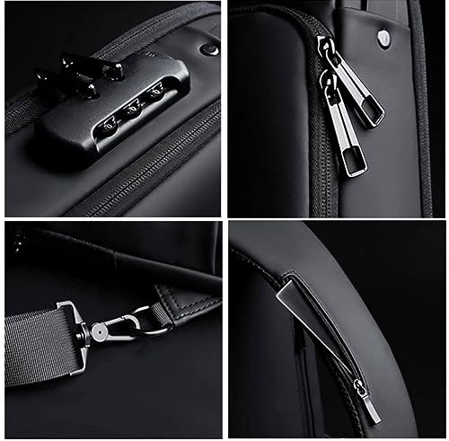 Waterproof Polyester Slim Unisex Crossbody Sling Bag Chest Backpack Men's Shoulder Bag, Leisure Travel Handbag, Hard Shell Anti-Theft Chest Bag, Fashion Bag - Black & Golden, Standard - color: Fashion Bag - Black & Golden