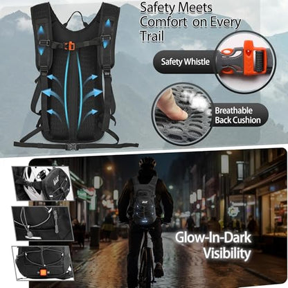 WOLT Hydration Backpack 18L Hiking Water Backpack with 2L Water Bladder for Men Women, Hydration Pack for Running Cycling Biking and Climbing - color: Black