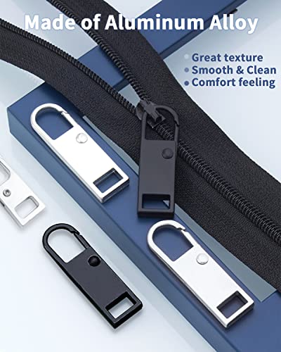 Zipper Pull Replacement 32 Pack, Universal Replacement Zipper Pull Kit, Replacement Zipper Pulls Tab, Luggage Zipper Pulls for Backpacks, Purses, Jackets, Boots (4 Styles 4 Sizes) - color: Black + Silver 32 Pack Zipper Pull Replacement