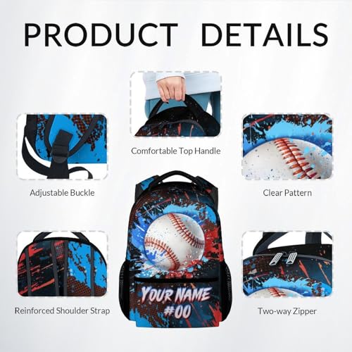 COZYAURA Backpack for Kids - Personalized Baseball Backpacks Set for School - Boys Bookbag with Lunch Box - Youth Back Pack for Elementary Middle School - color: Style-3