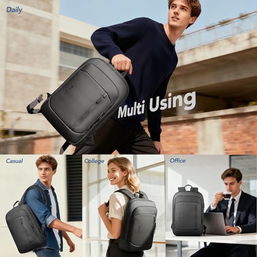 hk Ultra Slim Backpack for 15.6 Inch Laptop,Business Backpack for Men Women | Lightweight Backpacks with USB Charging Port, Anti-Theft Water Resistant Computer Bag for Work Travel Office, Black