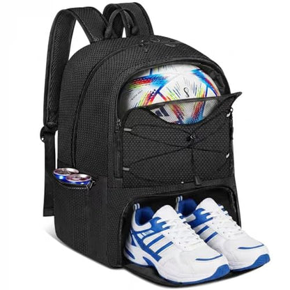 Soccer Backpack with Seperate Compartment, Water Resistant Sport Bags fit for Basketball, Volleyball, Football - color: Black 2.0