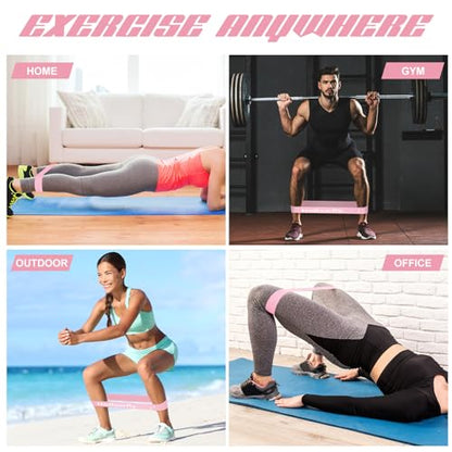 Hollowfly 12 Pcs Latex Resistance Loop Exercise Bands for Booty Workout Stretch Exercise Bands Non Slip for Legs Squat Resistance Loop Women Men Starter Butt Hip Thigh Fitness - color: Light Pink, style: Light