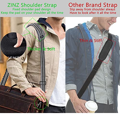 ZINZ 79 inch Shoulder Strap, Extra-thick Fixed Cushion Pad and Dual Clasps Universal Replacement Strap with Metal Swivel Hooks (200cm) (Black&White Jacquard) - color: Black&white Jacquard