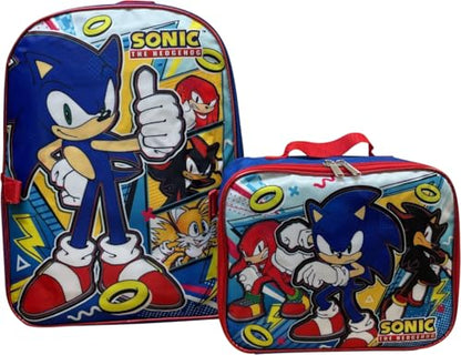 Ruz Sonic The Hedgehog 16 Inch Backpack With Detachable Matching Lunch Box (Sonic II) - style: Sonic Ii