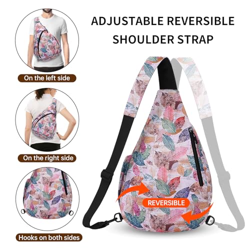 HUA ANGEL Crossbody Sling Bag for Men & Women Lightweight Waterproof Chest Shoulder Bag for Travel Hiking & Everyday Use - color: W-dried Leaf