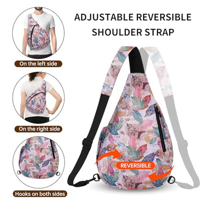 HUA ANGEL Crossbody Sling Bag for Men & Women Lightweight Waterproof Chest Shoulder Bag for Travel Hiking & Everyday Use - color: W-dried Leaf