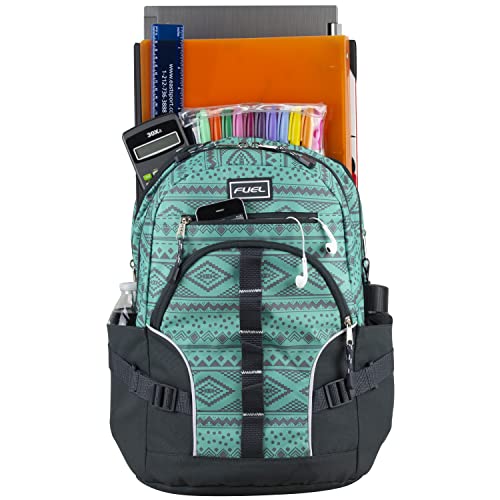 FUEL Hiking Laptop Backpack, College Bookbag, Travel Daypack with 5 Compartments, Dynamo Tech Pocket, 18.5 Inches - color: Festive Aztec