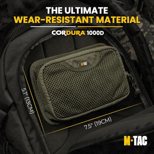 M-Tac Mesh Organizer Pouch with Hook & Loop Backing, EDC Tactical Admin Pouch, Backpack Organizer Insert, Small Gear Utility Bag - color: Ranger Green
