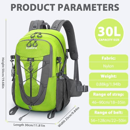 Hiking Backpack 30L Lightweight Travel Daypack Small Day Pack for Men Women Outdoor Camping Backpacking, Green - color: Green