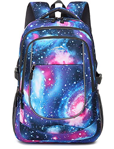 ProEtrade Galaxy Backpack Bookbag for College Sturdy Travel Business Hiking Fit Laptop Up to 15.6 Inch Multi Compartment Gifts for Men Women Night Light Reflective (Galaxy) - color: Galaxy, size: 15.6 Inch
