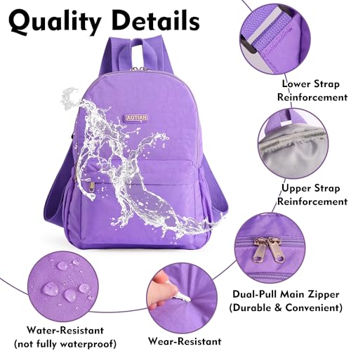 AOTIAN Lightweight Small Hiking Backpack for Women - Durable Water-Resistant Daypack for Travel, Camping & Outdoor Adventures - color: Light Purple-small