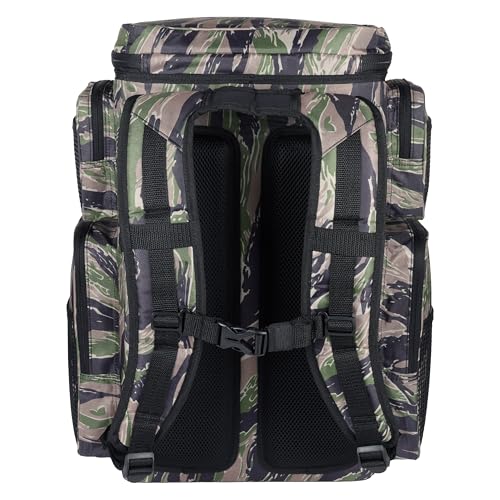 Evolution Fishing Drift Series Tackle Backpack, Outdoor Rucksack w/ 6 Fishing Tackle Trays, Heavy Duty - color: Tiger Stripe, size: 3700