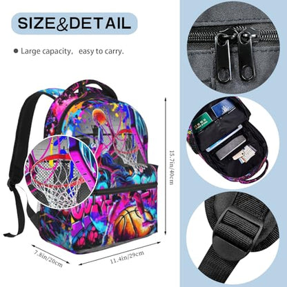 Basketball School Backpack for Boys Sports Ball Backpack for Kids Children Teens Ages 6-18 Elementary Middle School Students Cool Ball Theme Bookbag Travel Back Pack - color: Basketball
