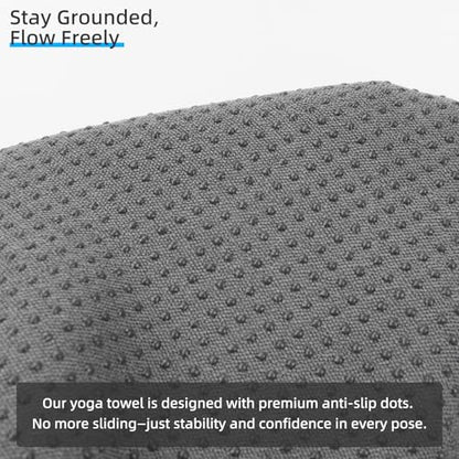 YESLIFE Non-Slip Extra Thick Hot Yoga Towel with One Sweat Towel, Microfiber Sweat Absorbent Yoga Mat Towel with Grip Dot, Pilates Mat, 72" x 24", Grey - color: Grey