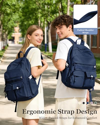 weradar High School Backpack For Women Men,Aesthetic College Backpack With Lots of Pockets,Lightweight Middle School Bag For Teens Girls Boys,Cute Bookbag(Blue) - color: A5- Blue
