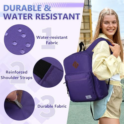 VX VONXURY Backpack for Men Women, Lightweight Kids School Bag, Classic Basic Laptop Bookbag for College Work Travel Hiking - color: Purple