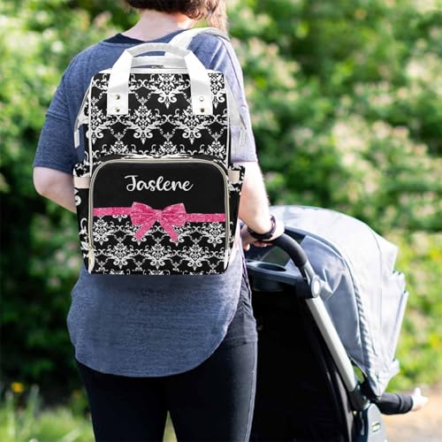 Newcos Abstract Damask and Pink Glitter Diaper Bag Nursing Baby Bags Nappy Bag Casual Travel Daypack for Mom Gifts Design 35 One Size - color: Design 35