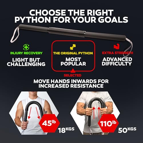 Python Power Twister Bar - Upper Body Exercise for Chest, Shoulder, Forearm, Bicep and Arm Strengthening Workout Equipment by Core Prodigy